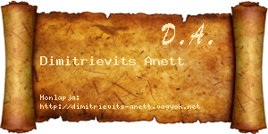 Dimitrievits Anett névjegykártya
