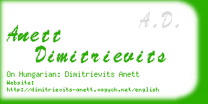 anett dimitrievits business card